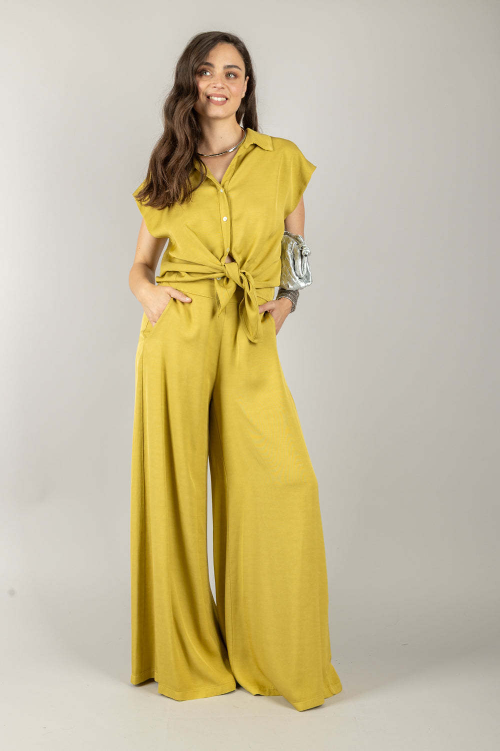 DIXIE - P239W247 - PANTALONE AMPIO A PALAZZO CON ELASTICO
