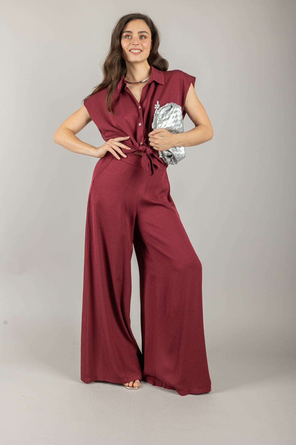DIXIE - P239W247 - PANTALONE AMPIO A PALAZZO CON ELASTICO