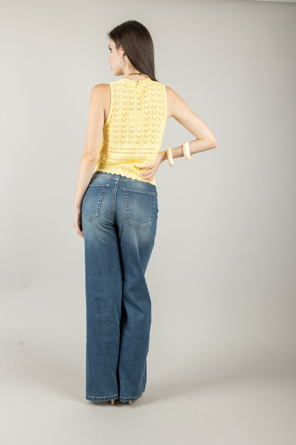 VICOLO - 77147D -  CANOTTA CROCHET GIROCOLLO