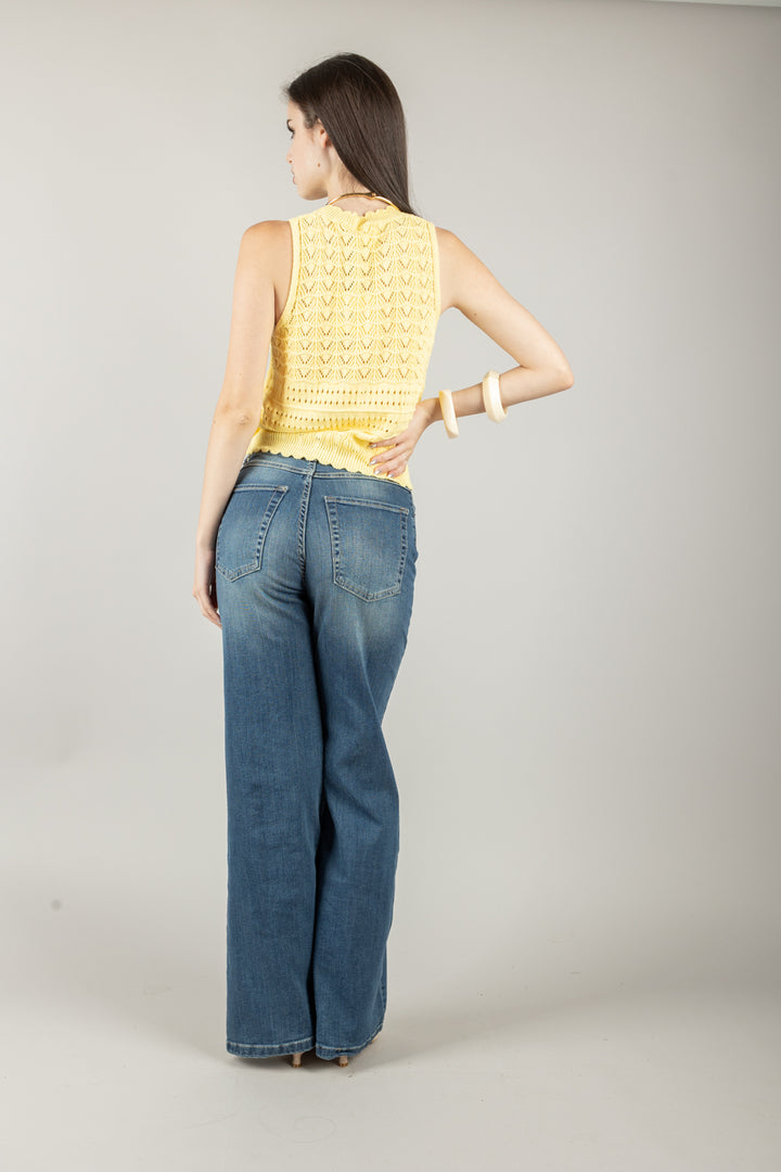 VICOLO - 77147D -  CANOTTA CROCHET GIROCOLLO