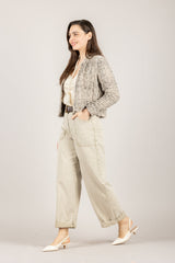 DIXIE - J067A040 - GIACCA CROP BOUCLE' SABBIA