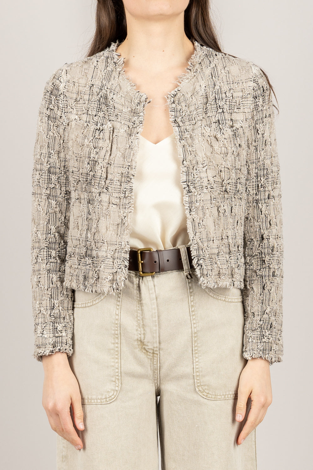 DIXIE - J067A040 - GIACCA CROP BOUCLE' SABBIA