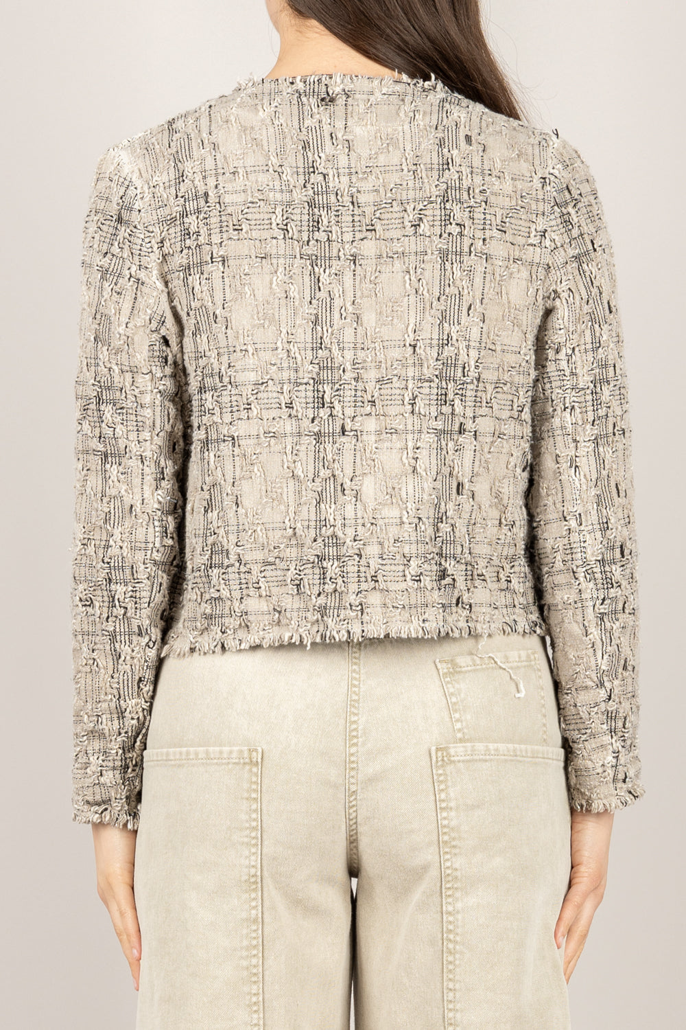 DIXIE - J067A040 - GIACCA CROP BOUCLE' SABBIA