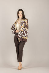 DIXIE - P027A143 - PANTALONE MORO A SIGARETTA CON PINCES