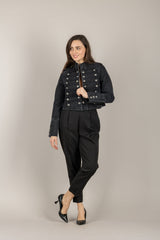 DIXIE - P027A143 - PANTALONE NERO  A SIGARETTA CON PINCES