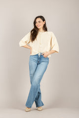 TENSIONE IN - PA5528 - MAGLIA OVER MANICA 3/4 BURRO