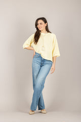 TENSIONE IN - PA5528 - MAGLIA OVER MANICA 3/4 CREAM