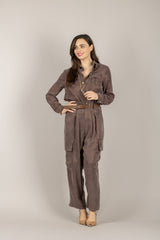 TENSIONE IN - PE26-4211 - PANTALONE CARGO CON CINTA MOKA