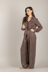 TENSIONE IN - PE26-4212 - PANTALONE CON ELASTICO POSTERIORE MOKA