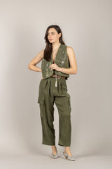TENSIONE IN - PE26-4211 - PANTALONE CARGO CON CINTA MILITARY
