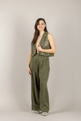 TENSIONE IN - PE26-4212 - PANTALONE CON ELASTICO POSTERIORE MILITARY