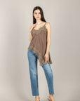 TENSIONE IN - S26T482 - TOP ASIMMETRICO CON PIZZO MORO