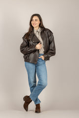 VICOLO - TAB1047 - BOMBER ECOPELLE MORO