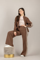 VICOLO - TAB1063 - PANTALONE PALAZZO GOFFRATO TABACCO