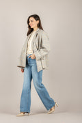 VICOLO - TAB1135 - GIACCA CHECK ASIMMETRICA GRIGIO/TORTORA