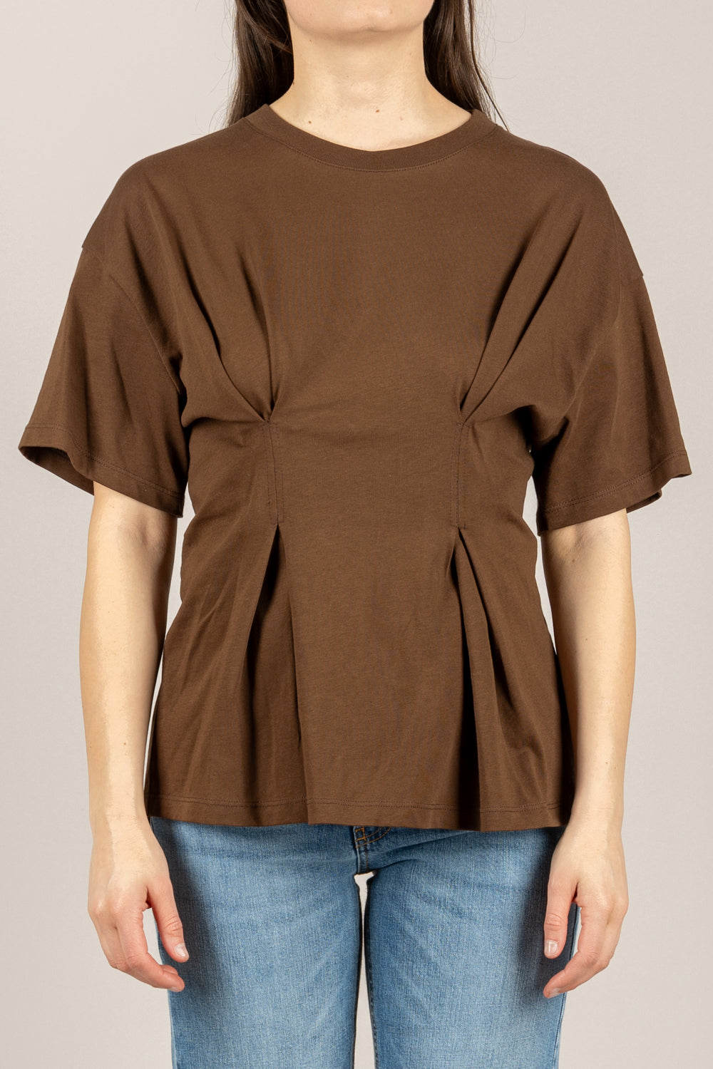 VICOLO - UAB0020 - T-SHIRT ARRICCIATURA PUNTO VITA CAFFE'