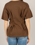 VICOLO - UAB0020 - T-SHIRT ARRICCIATURA PUNTO VITA CAFFE'